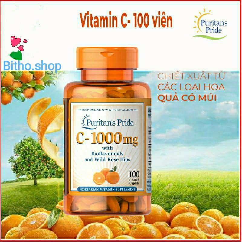 Viên uống bổ sung miễn dịch Vitamin C -1000mg &amp; C-500mg Puritan's Pride 100v