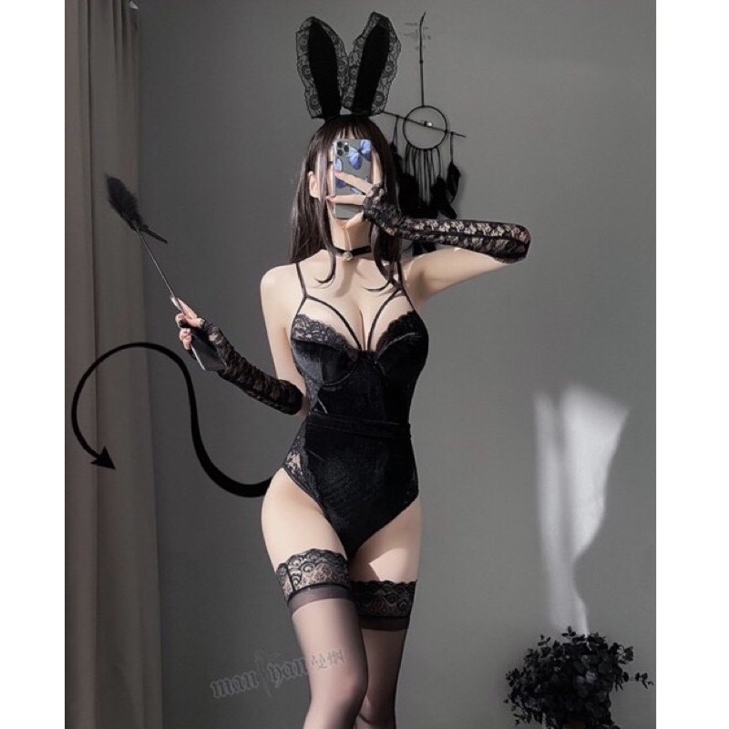 BS200 Đồ ngủ Bodysuit Ren Thun Có Gọng Không M út Quyến rũ Freesize Dưới 55Kg, Đen/Đỏ | BigBuy360 - bigbuy360.vn