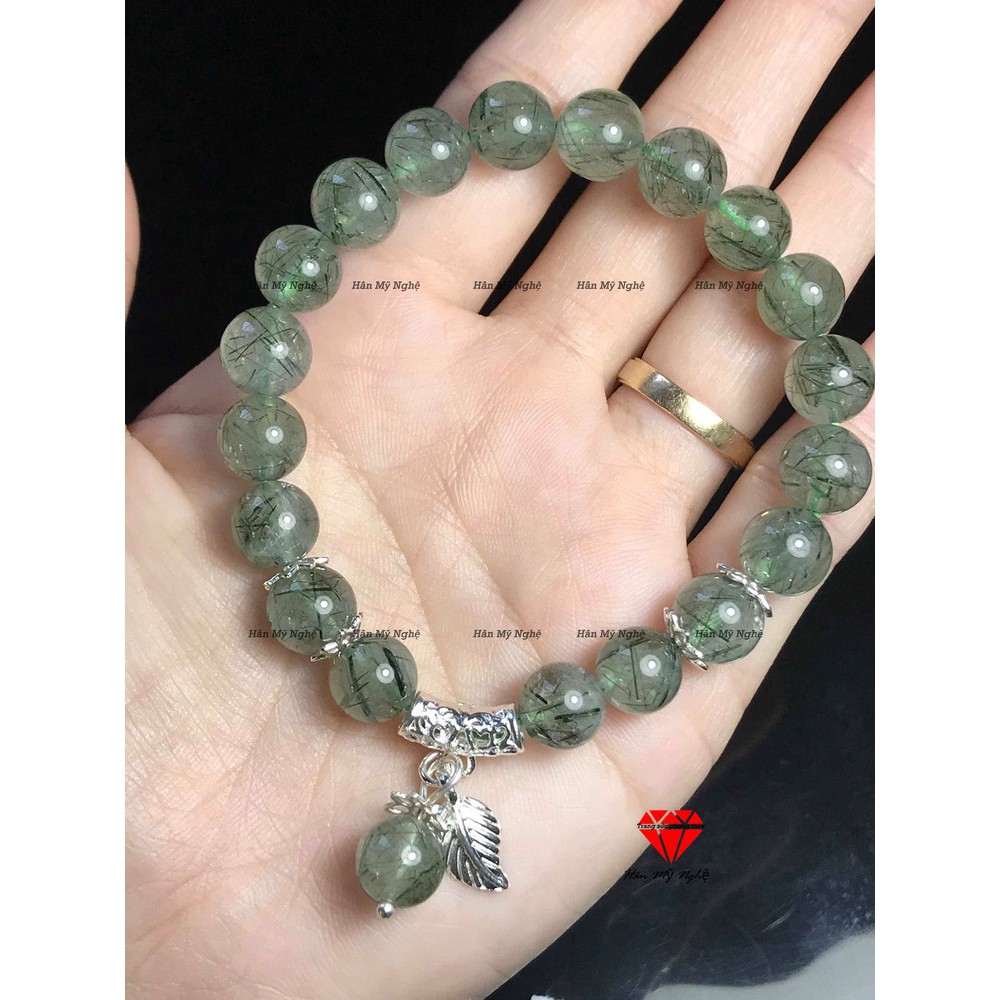 vòng tay tóc xanh mix charm 925