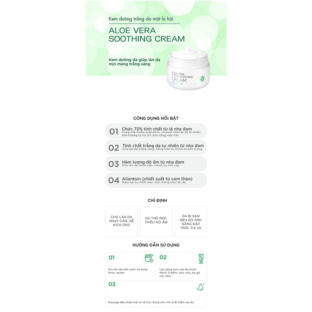 Dưỡng Ẩm GoodnDoc⚜️ CHÍNH HÃNG ⚜️ Kem Lô Hội Trắng Sáng Tái Tạo Da Chống Lão Hóa GoodnDoc Aloe Vera Hydra Soothing Cream