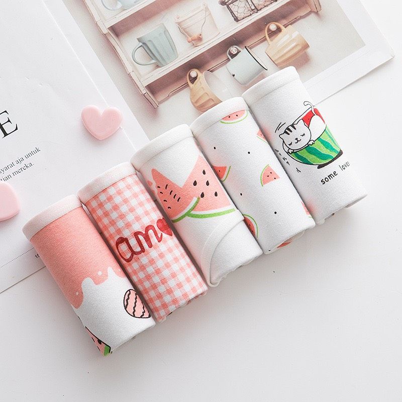 [Mã 12FASHIONSALE1 giảm 10K đơn 50K] Quần lót nữ cotton cao cấp nâng mông thông hơi in hoạ tiết dưa hấu đáng yêu QLU15 | BigBuy360 - bigbuy360.vn