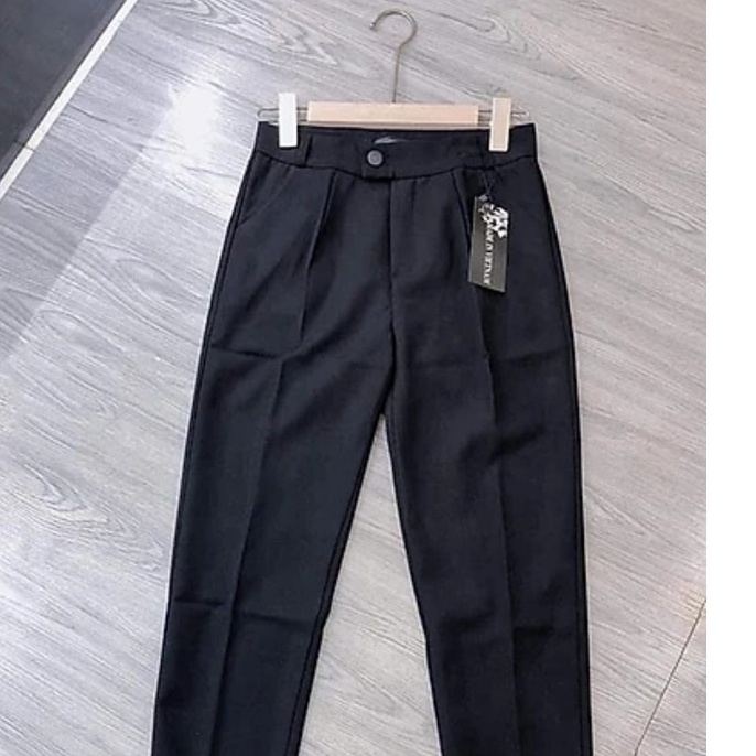 Quần tây đi học nữ lưng cao ống đứng dáng baggy dài bigsize màu đen - Quần vải nữ công sở cạp cao có đai mặc học sinh