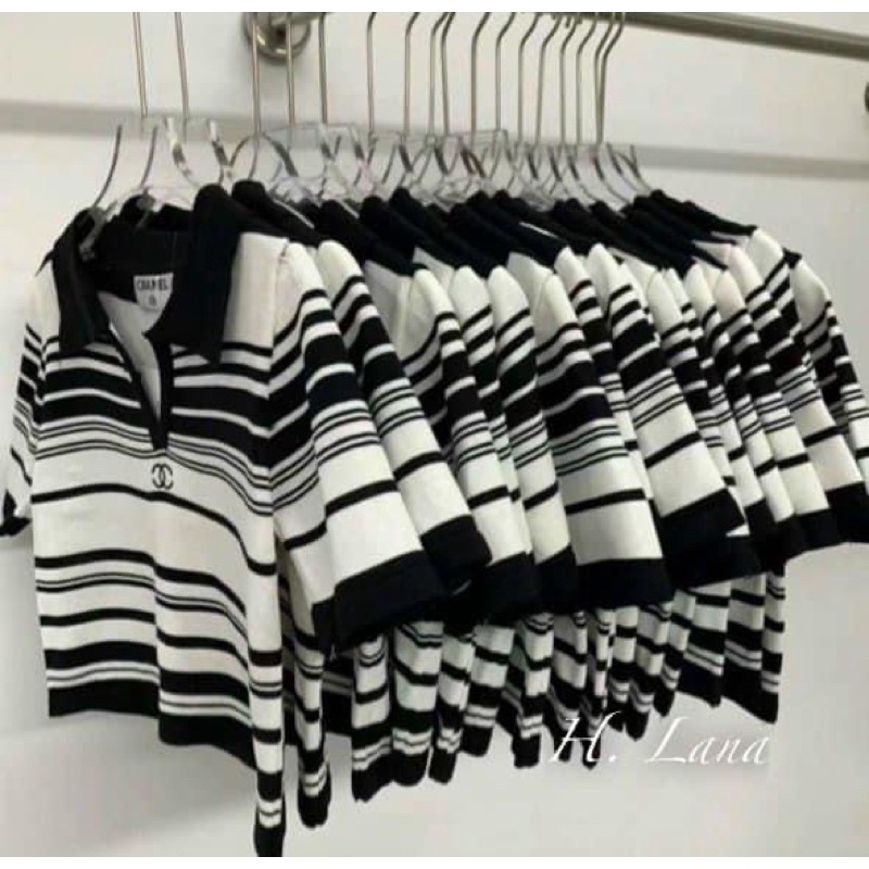 ✸ÁO POLO CỔ CHANEL PHỐI ĐEN TRẮNG