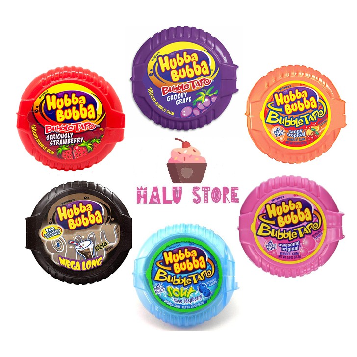 (HOT ĐỦ 6 VỊ) Kẹo gum cuộn Hubba Bubba Mỹ hộp 56g