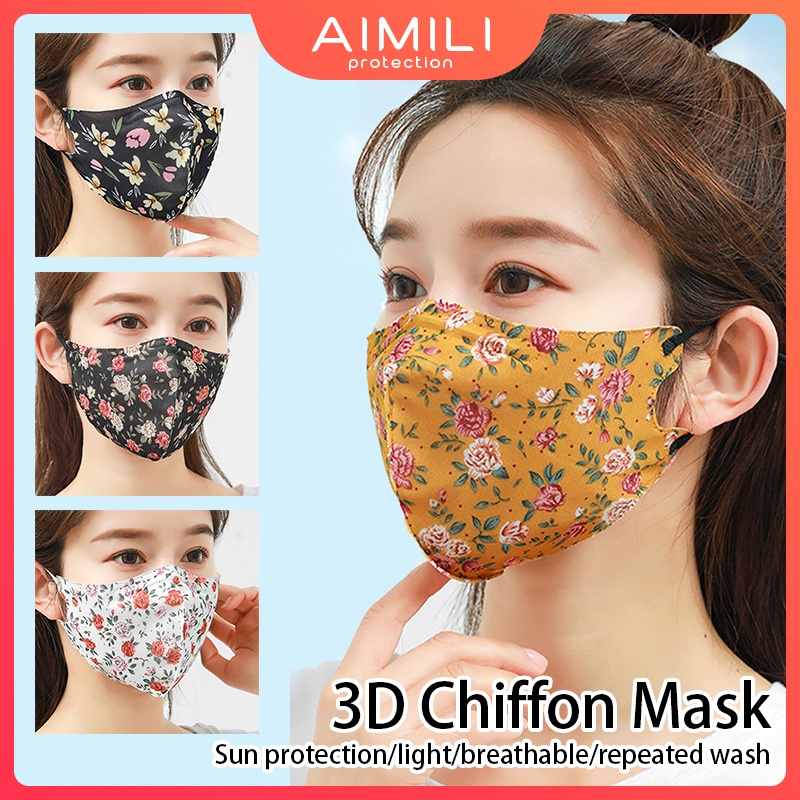 Khẩu Trang Chống Nắng Siêu Mỏng 3 Lớp Họa Tiết Hoa Thời Trang Chống Bụi Và Tia UV Có Thể Giặt Được Cho Nam Và Nữ