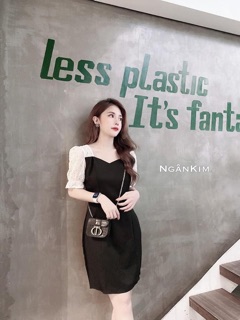 VÁY ĐEN BODY TAY PHỐI TRẮNG