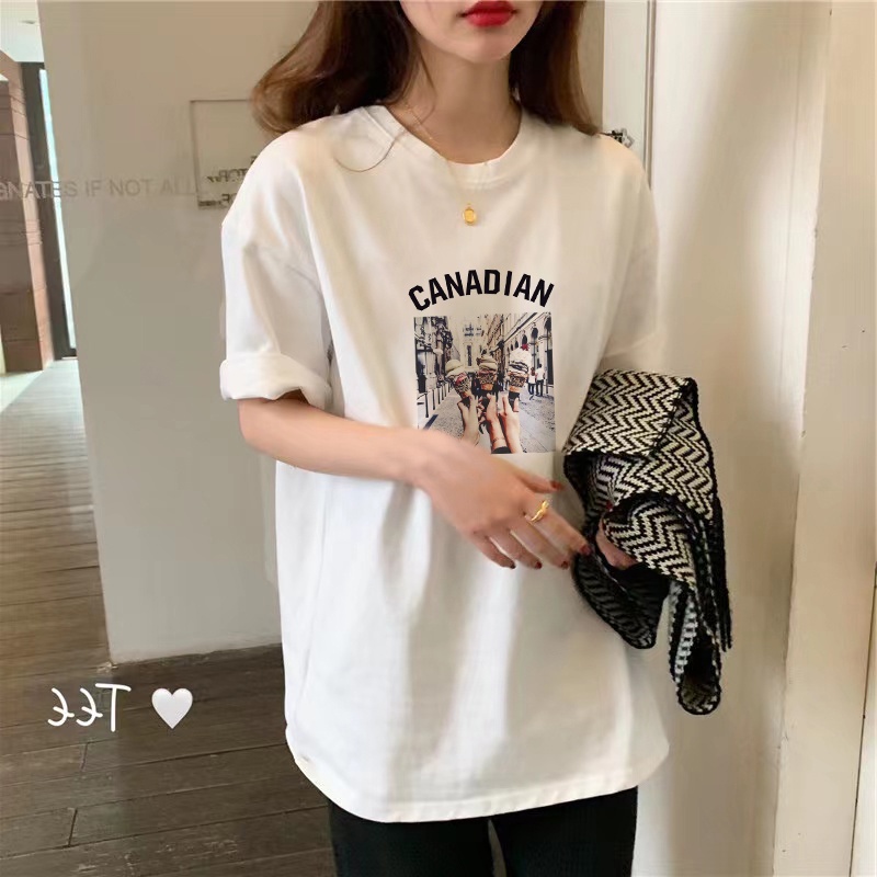 NRVP Áo Thun Cotton Tay Ngắn Cổ Tròn Màu Trơn Thời Trang Dành Cho Nữ