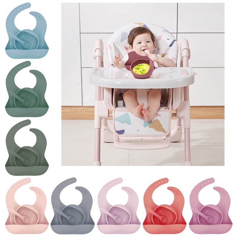 Bộ 3 Món Tô + Muỗng + Đĩa Bằng Silicone Cho Bé Tập Ăn