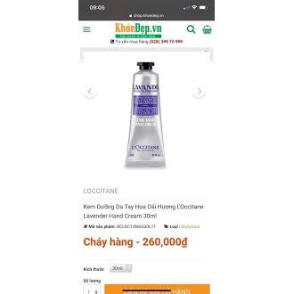 Kem Dưỡng Tay L'Occitane Hand Cream 30ml | BigBuy360 - bigbuy360.vn