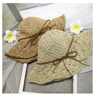 Nón cói mềm nơ dây Vintage cực xinh, nón đi biển dễ thương