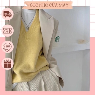 (HÀNG ORDER) Áo gile len trơn cổ tim GNCM