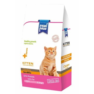 Thức ăn hạt mèo PawPaw Kitten gói 1.5kg( dưới 12 tháng tuổi)