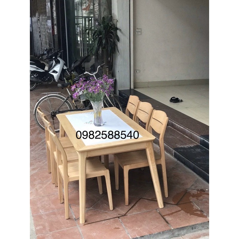 Bàn ghế ăn gỗ tự nhiên cho phòng bếp 4/6ghế-bàn 1m2/1m6