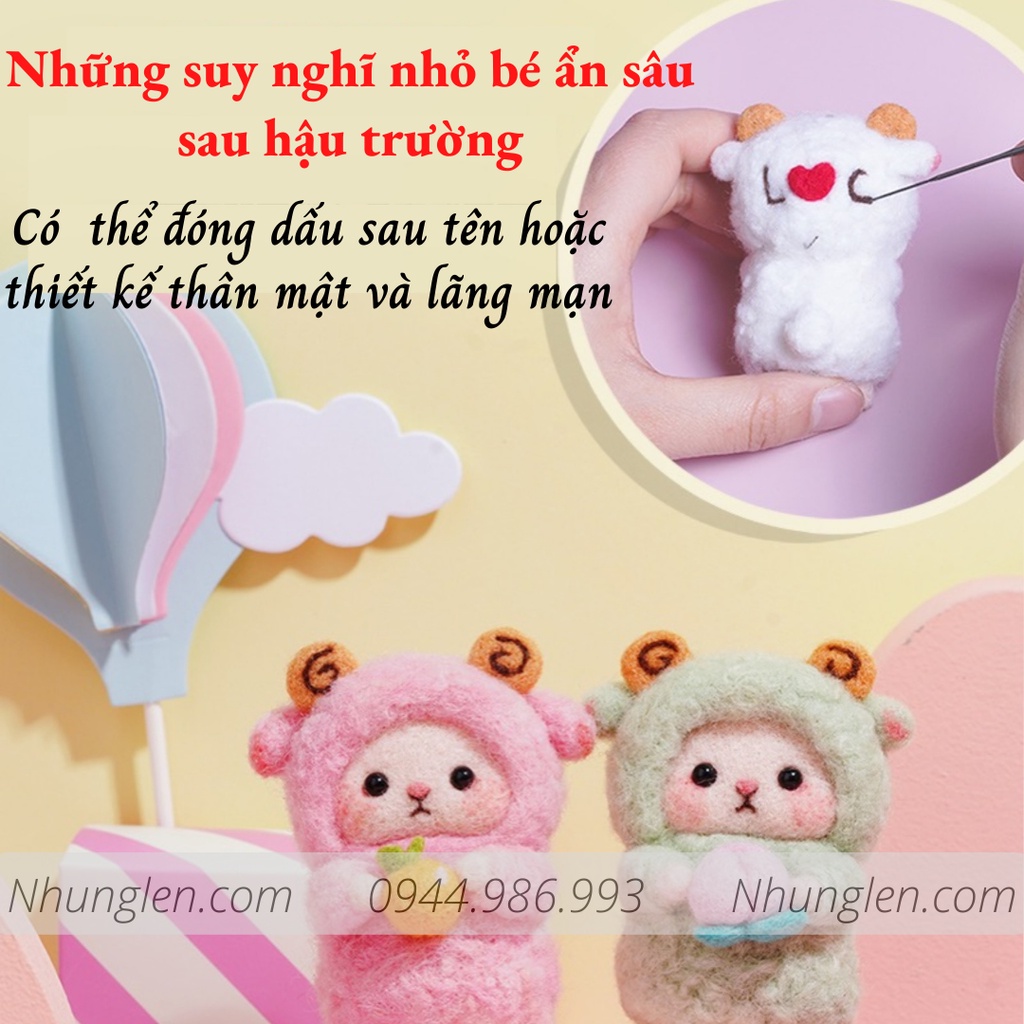 Bộ len chọc Cừu Bé Cưng Đơn Giản Siêu Dễ và Rẻ với LEN XOĂN siêu xịn và đẹp - Needle felting sheep, quà tặng ý nghĩa