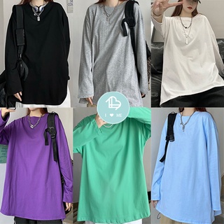 Áo thun tay dài thu đông form rộng Trơn áo phông tay dài Trơn Basic Tee