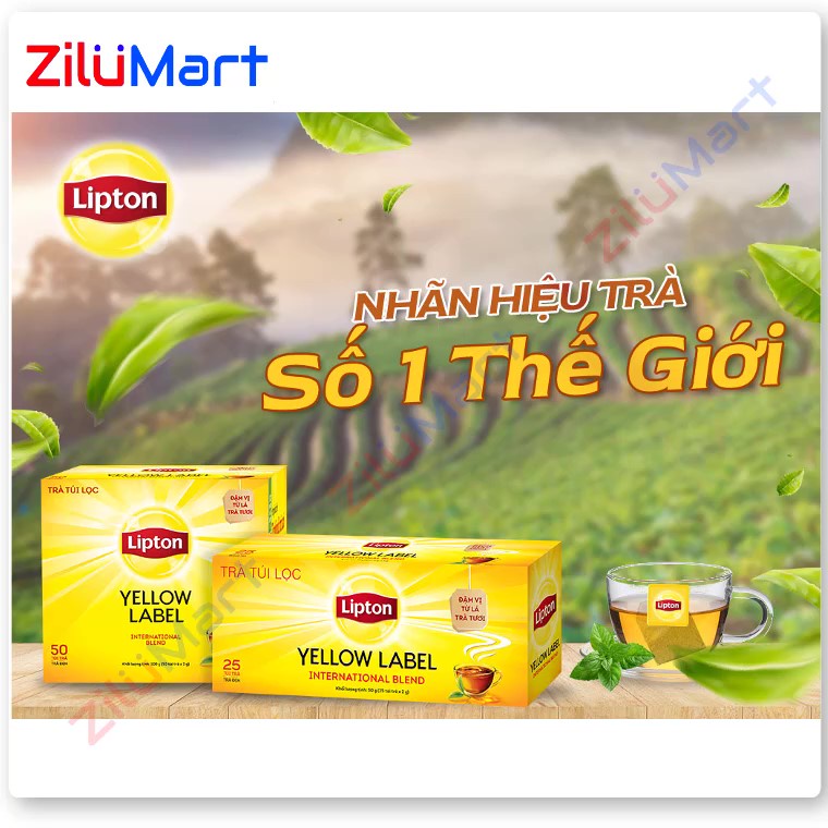 Trà đen túi lọc Lipton nhãn vàng  loại 50g