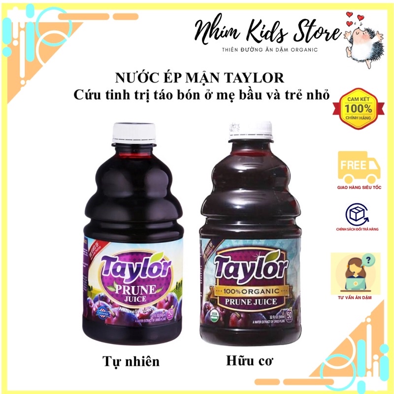 Nước ép mận hữu cơ/thiên nhiên Taylor 946ml