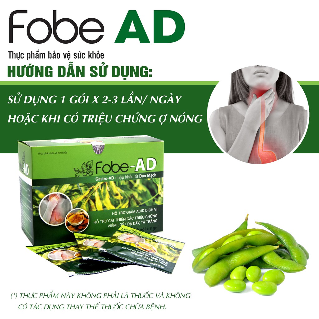 Fobe-AD giảm nhanh trào ngược dạ dày, ợ chua, ơ hơi hiệu quả- Hộp 20 gói- Đạt chuẩn GMP