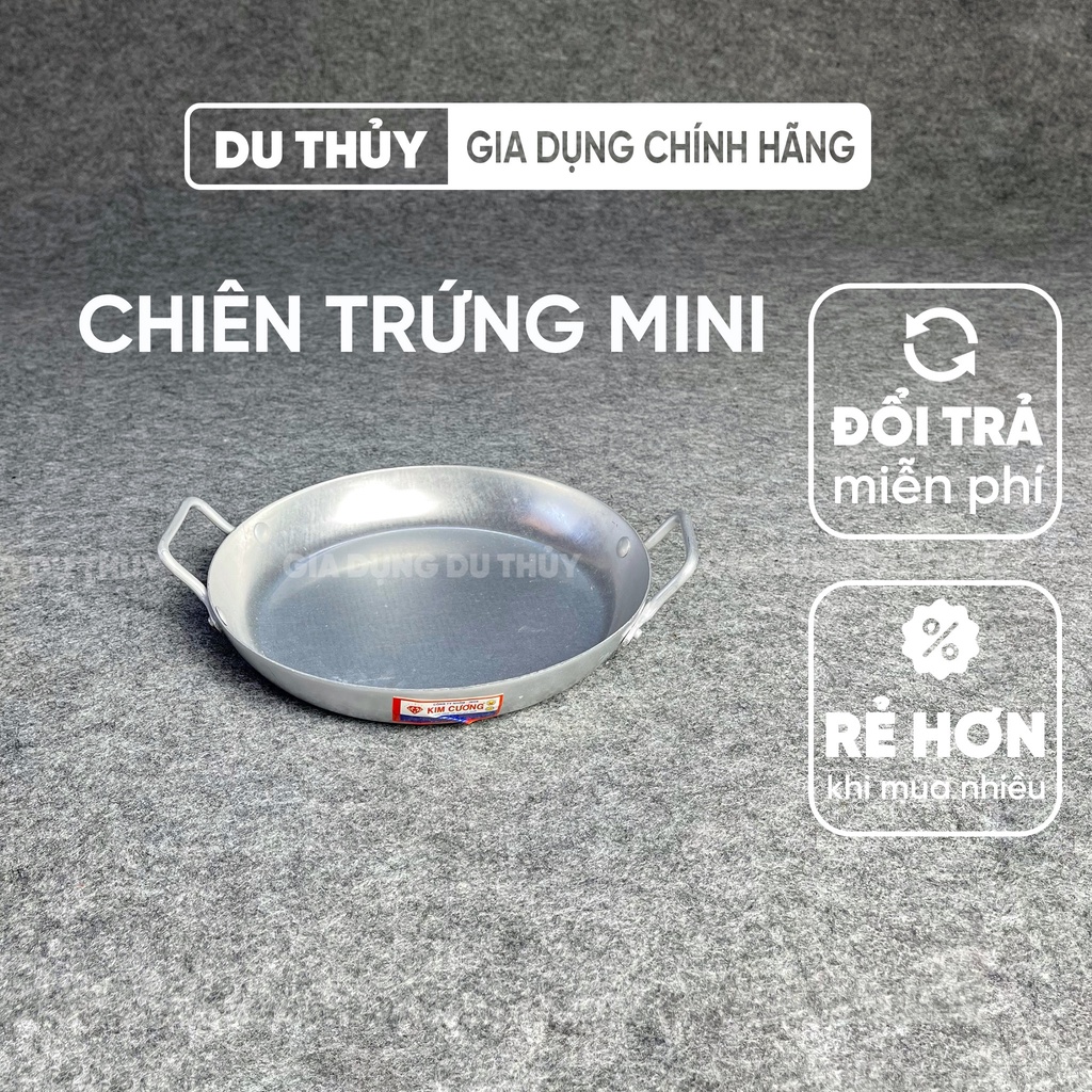 Chảo nhôm đáy bằng size nhỏ 20 cm thích hợp chiên trứng thương hiệu nhôm cao cấp Kim Cương của gia dụng Du Thủy