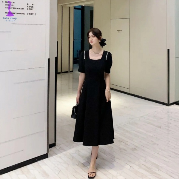Đầm Đen Dáng Ôm Phong Cách Pháp Cổ Điển Thời Trang Mùa Hè Chất Lượng Cao 2022 Cho Nữ
