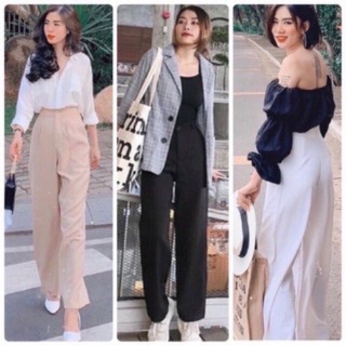 Quần đũi nữ dài ông rộng suông culottes trắng Hàn Quốc cao cấp GYGA