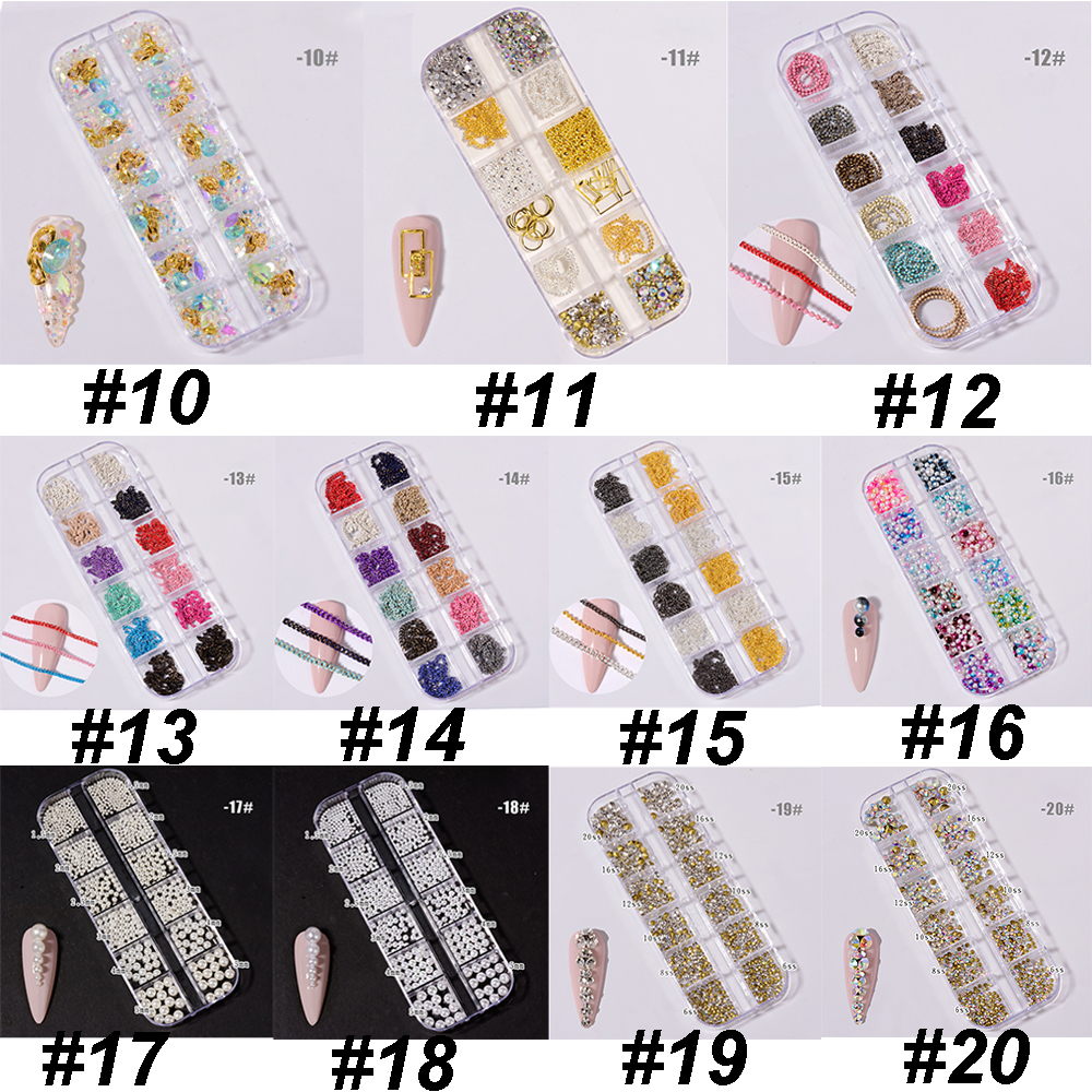 [Hàng mới về] Hộp phụ kiện trang trí móng tay nghệ thuật DIY 3D 12 ngăn xinh xắn thời trang