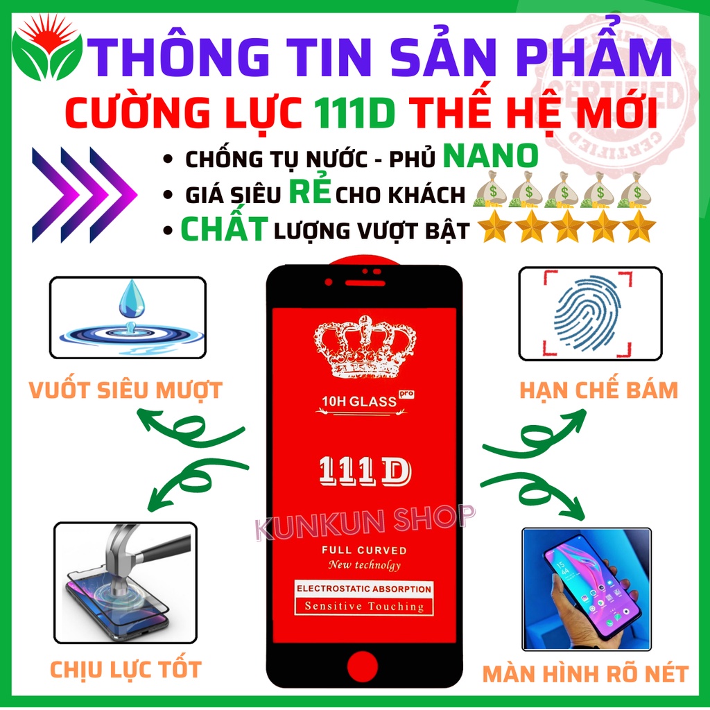 Kính cường lực iphone 7Plus/ 8Plus -  Cao cấp - Full màn hình 111D và Trong suốt - Độ cứng 10H [FreeShip_50K]