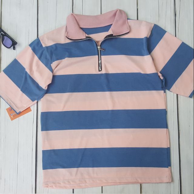 Áo polo zip tay lỡ