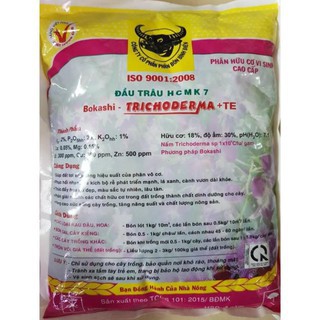 Gói 1kg Phân hữu cơ đầu trâu HCMK7 Bokashi Trichoderma +TE