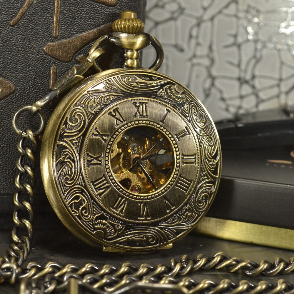 Đồng Hồ Quả Quýt Chạm Khắc Hình Bộ Xương