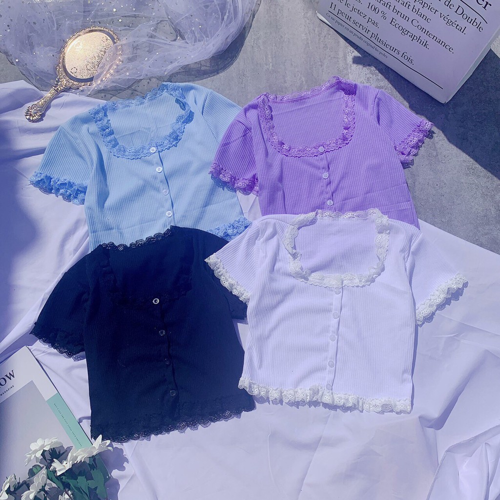 ÁO CROPTOP VIỀN REN SIÊU XINH