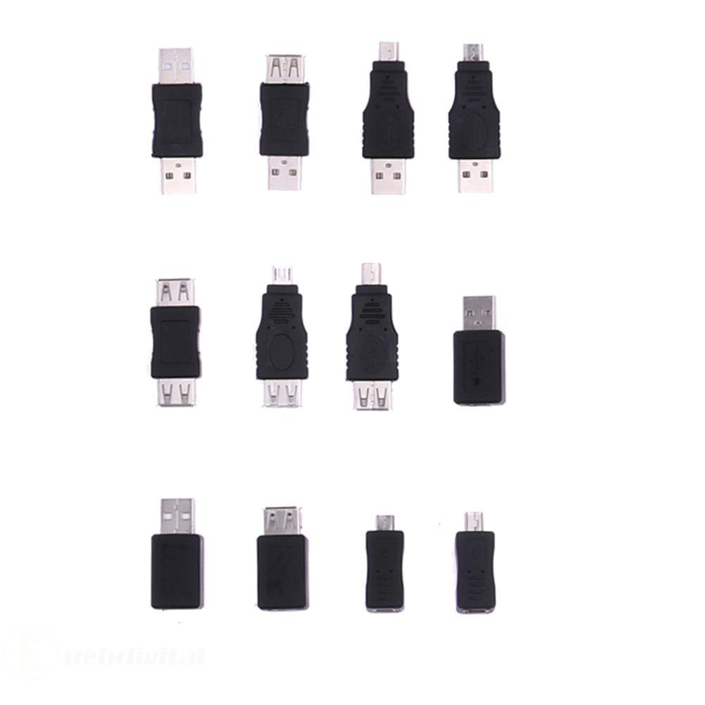 12pcs Otg F / M Mini Adapter Converter Usb Male To Female Micro Usb