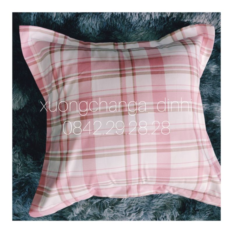 Vỏ gối vuông cotton tici kẻ nhập khẩu vải mềm đẹp | BigBuy360 - bigbuy360.vn