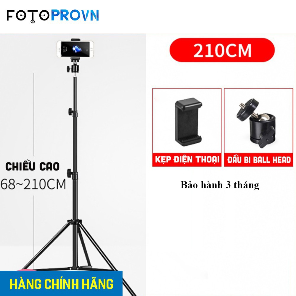 Chân đèn livestream,chân đèn flash dùng chụp ảnh quay phim chiều cao 2m1 - hàng chính hãng Refutuna