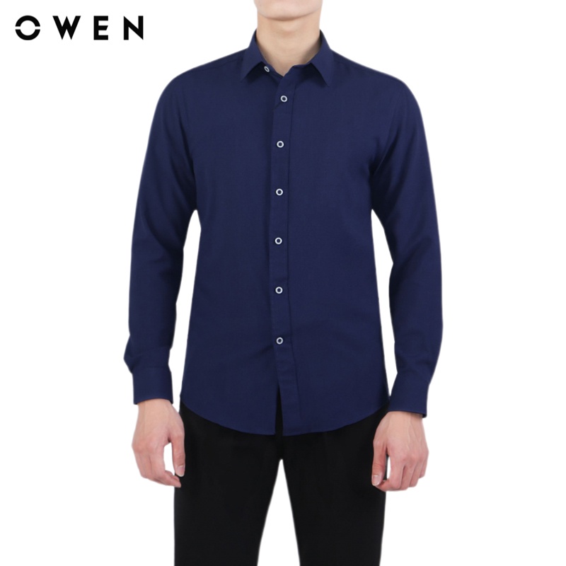 Áo sơ mi dài tay Nam Owen Café Slim Fit màu Navy - AS23350D