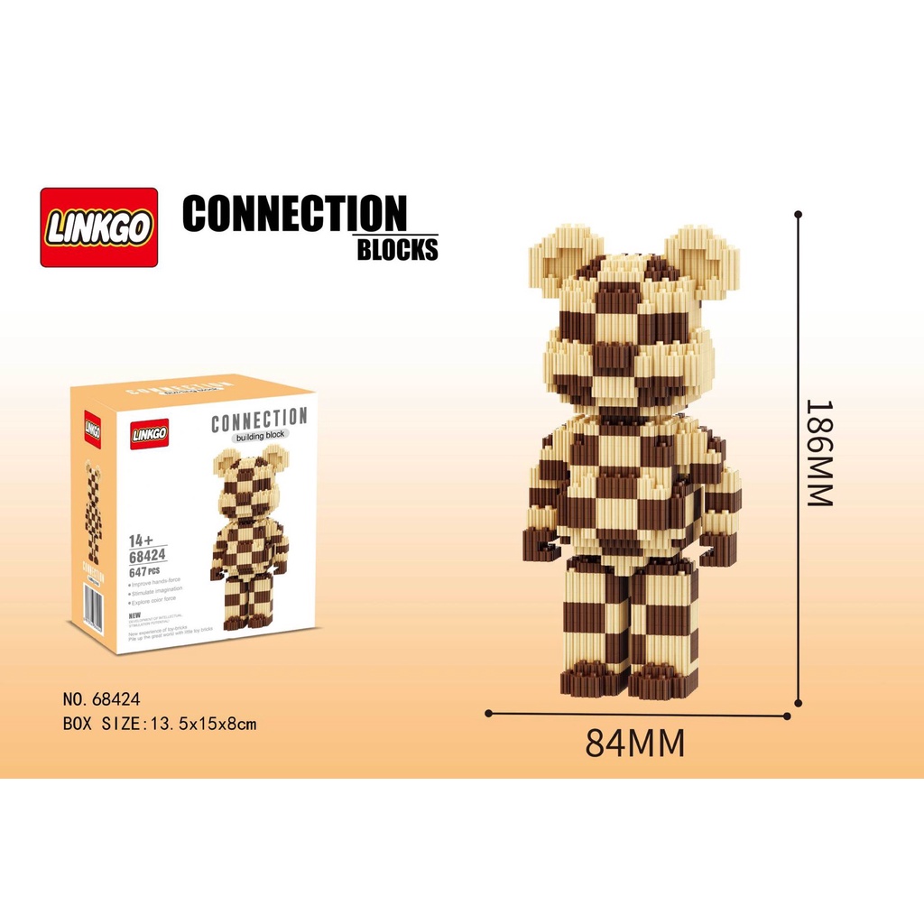 Đồ chơi xếp hình Gấu Bearbrick 19cm lắp ráp mô hình Hàng Đẹp bear brick