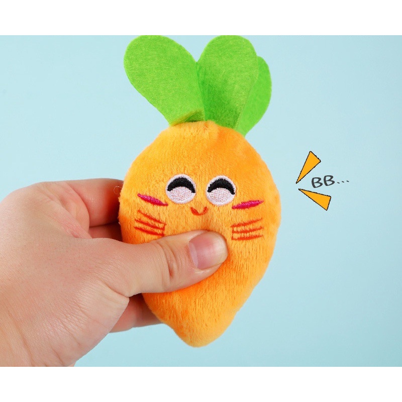 Đồ Chơi Củ Cà Rốt Nhồi Bông Phát Ra Âm Thanh chíp chíp vui nhộn cho Chó Mèo