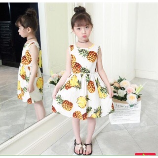 Váy công chúa bé gái 100% cotton quả dứa sang chảnh