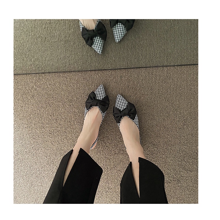 Giày sandal/ giày sục vải lụa cát nơ siêu xinh- mũi nhọn -LAMLAM3456