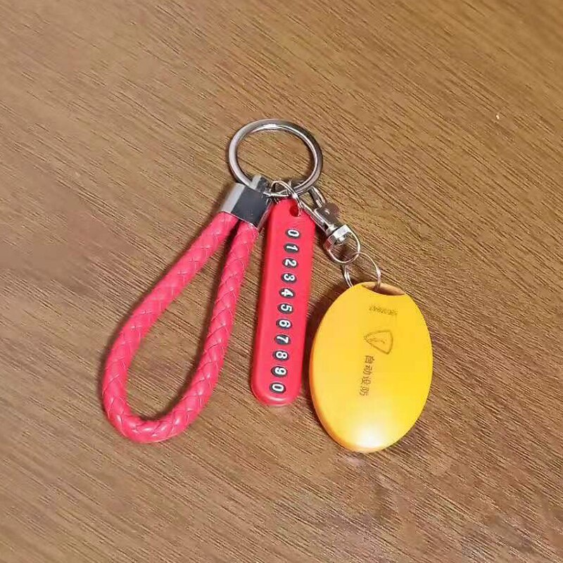 1 Cái / 2021 Móc Chìa Khóa Xe Hơi Dạng Tròn Đính Kim Cương Màu Mới Chống Mất Số Điện Thoại