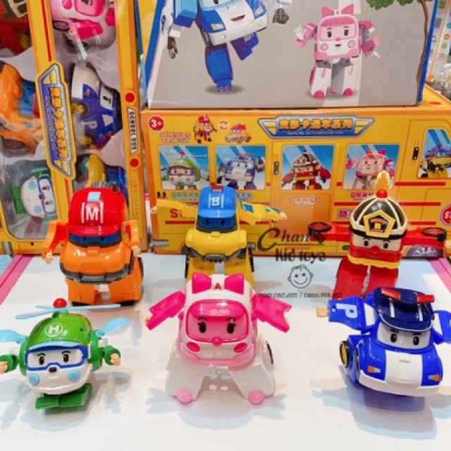 LOẠI TO_Bộ 6 xe Robot car poli biến hình cảnh sát_kèm video&ảnh thật no.868-9