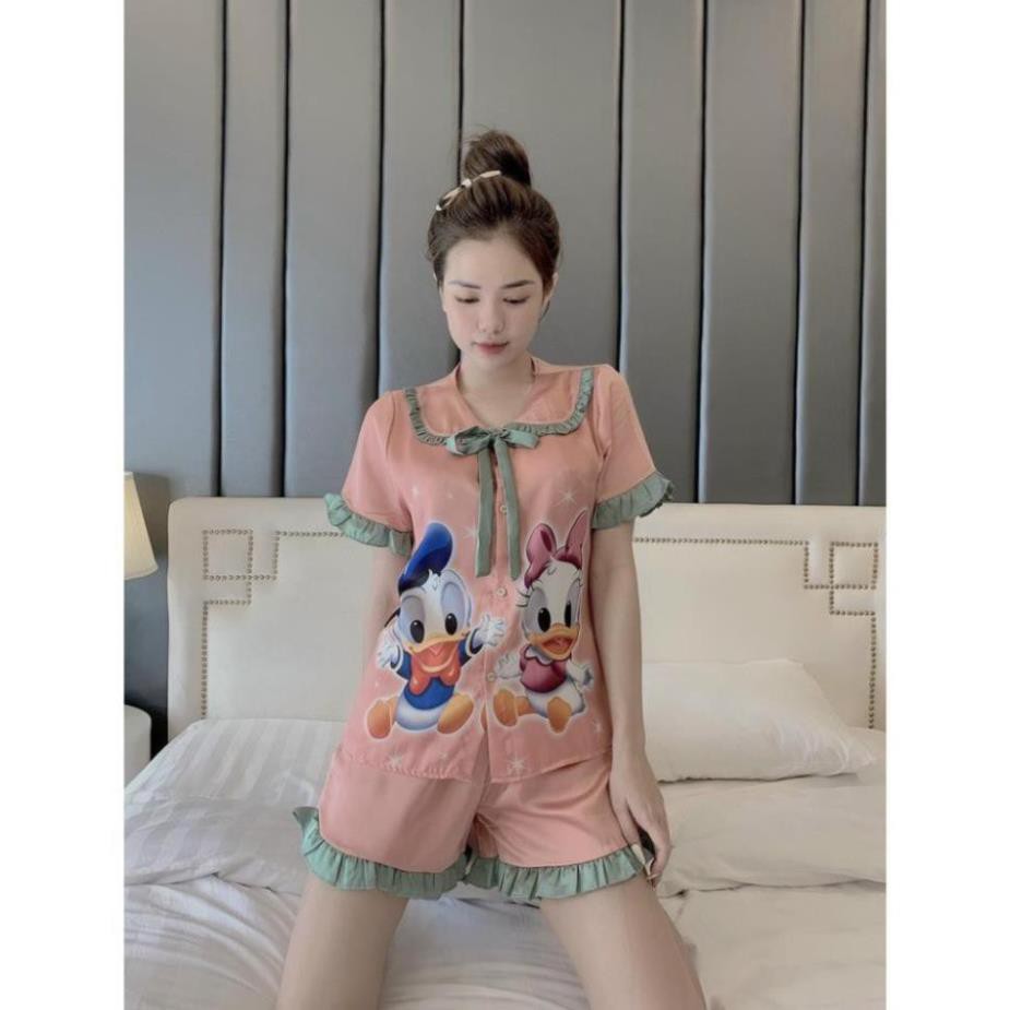 Pijama Lụa LATIN Mẫu vịt kute phô mai que Tay ngắn quần dài Form 60kg 💕  ྇ ྇  ཾ