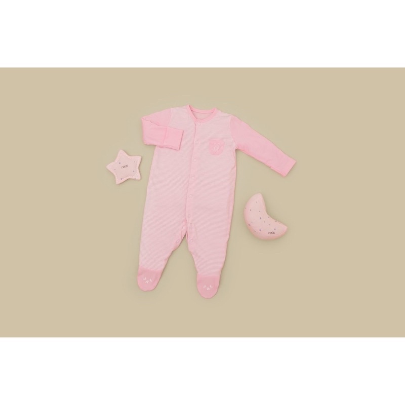 Bộ body sơ sinh có tất chân nous boDysuit kẻ hồng newborn