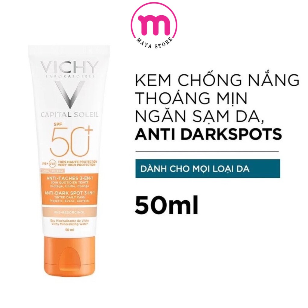 Kem Chống Nắng Giảm Thâm Nám Vichy Capital Soleil Anti-Dark Spot 3 In 1 50ml