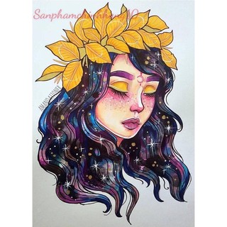 (Có sẵn) Tranh đính đá tự làm, tranh gắn đá 5D tự hoàn thành với họa tiết hình cô gái DIY BTS