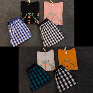 Bộ mặc nhà quần lỡ áo pull hoạ tiết hoa