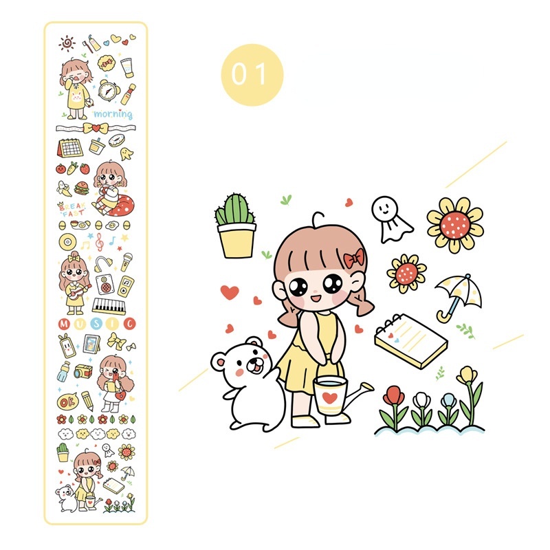 Cô gái dễ thương hoạt hình tay tài khoản Hình dán cốc nước Hình dán văn phòng phẩm tự làm