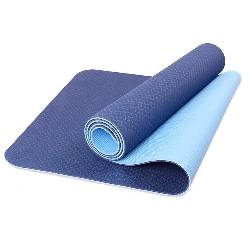 Thảm Yoga Chống Trượt Cao Su 6mm Du Lịch TPE Cao Cấp 2 Lớp Chống Trơn Trượt Tuyệt Đối Tập Yoga An Toàn Khỏe Mạnh