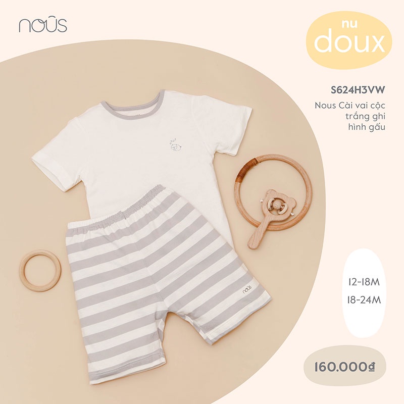 Quần áo tay ngắn bé trai, bé gái Nous mùa hè - Chất liệu Nu Petit (Size Từ 12-18 Tháng Đến 18-24 Tháng)