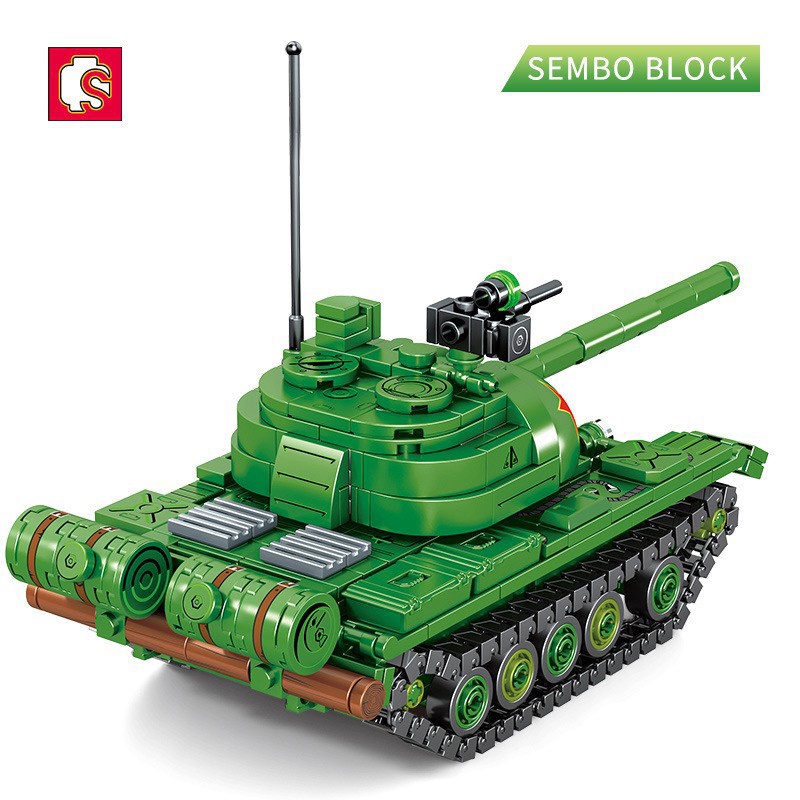 Đồ chơi Lắp ráp Xe tăng hạng trung Type 59, Sembo Block 203105 Mideum Tank, Xếp hình thông minh